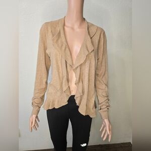 Loft Women's Beige Open Front Cardigan Sweater Size Small